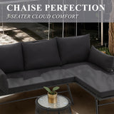 Bezseller 3-Piece Outdoor Patio Furniture Set – L-Shaped Rattan Sectional Sofa with Detachable Lounger, Glass Coffee Table & 4" Cushions – All-Weather PE Wicker for Backyard, Porch, Poolside Bezseller