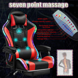 WZDHYYWS Gaming Chair with LED RGB Lights with Massage and Footrest Ergonomic Computer Chair High Back Video Game Chair with Adjustable Lumbar Support Linkage Armrest,Pink WZDHYYWS