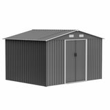 10x8 FT Sheds & Outdoor Storage Garden Metal Shed with Floor Frame Lockable Sliding Door and Air Vents Heavy Duty Shed with Air Vents Waterproof Roof Ideal for Backyard Patio Lawn Dark Gray RocVanc