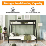 anwickjeff Metal Full Over Queen Bunk Bed for Adults, Heavy Duty Bunk Beds with 2 Stairs,Safety Guardrail, Noise Free, Easy Assembly (Full Over Queen) anwickjeff