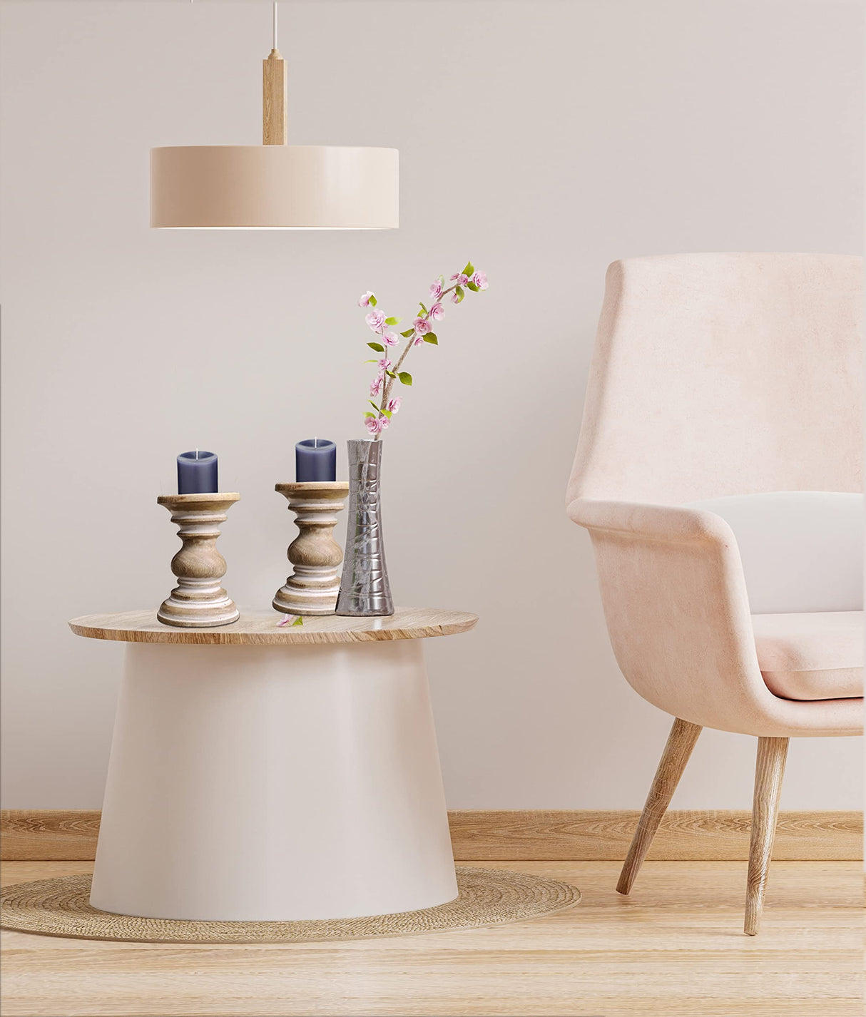 White Wooden Candle Holder,Candle Holder,Wood Candle Holder,Candle Holders,Farmhouse Candle Holder,Candle Holder Set of 2,Wood Pillar Candle Holder,Height 6 inch Set of 2, White Wash Light & Pro