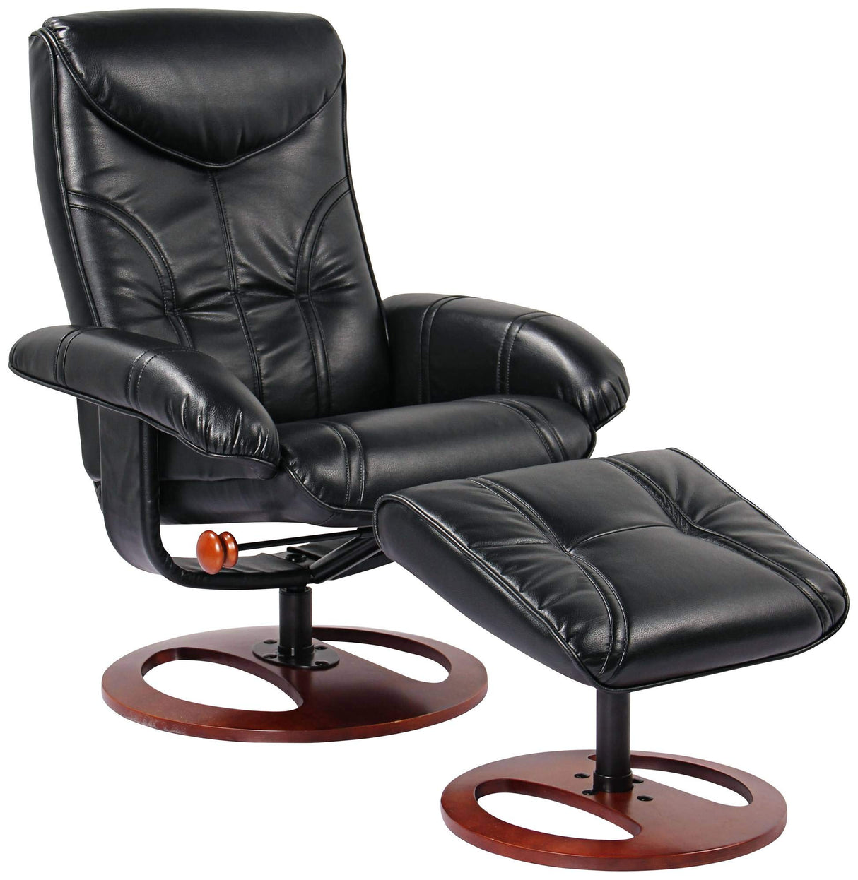 BenchMaster Newport Black Swivel Recliner and Slanted Ottoman Benchmaster