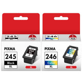 PG-245 XL/CL-246 XL High Capacity Combo Pack for Canon 245XL/Black and The 246XL/Color Works with Canon Pixma MX490 MX492 MG2522 TR4520 MG3022 MG2520 TS3100 TS3122 TS3300 Printer(1 Black,1 Tri-Color) TECKKIN