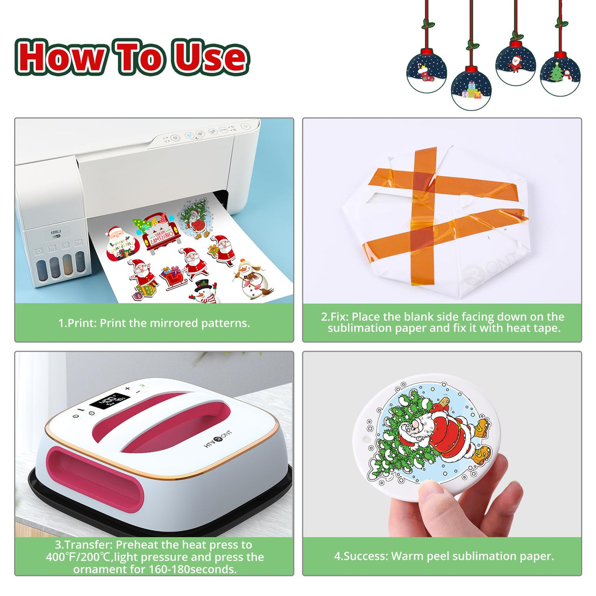 HTVRONT Ceramic Sublimation Ornament Blanks 12PCS - Sublimation Christmas Ornament Blanks Ceramic Decorations - Baby Shower Decorations Sublimation Ornaments with Red Strings (12PCS) HTVRONT