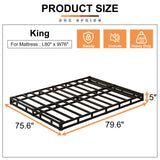 EMODA King Box Spring Bed Base 5 Inch Heavy Duty Metal Mattress Foundation with Fabric Cover, 3000lbs Max Weight Capacity, Noise Free, Easy Assembly EMODA