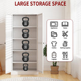 AQY Kitchen Pantry Cabinet,61" White Pantry Storage Cabinet with 4 Tier Adjustable Shelves and 2 Doors,Freestanding Cupboard,Metal Pantry Cabinets with Handle for Living Room Kitchen Assembly Required AQY