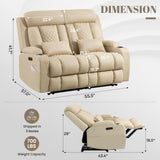 Neptane Zero Wall Hugger Power Reclining Loveseat with Adjustable Headrest, Power Loveseat Recliner Sofa with USB&Type-C Ports, Wall Hugger Loveseat Recliner for Living Room(Beige, 2 Seater) Neptane