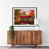 Handmade Arting Diamond Painting Landscape Beautiful Red Covered Bridge in Fall Trip Vacation View Warm Water for Adult Painting Kits Diamond Art Perfect for Home Wall Decor 12inchx16inch Handmade Arting