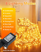 Twinkle Star 100 LED Star String Lights, 33FT Plug in Fairy String Lights Waterproof, Extendable for Indoor, Outdoor, Wedding Party, Christmas Tree, New Year, Ramadan, Garden Decoration, Warm White Twinkle Star