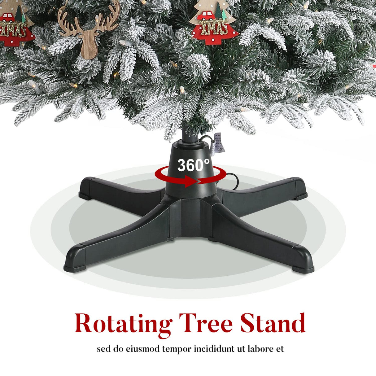 EZCHEER Rotating Christmas Tree Stand, 360-Degree Rotating Adjustable Tree Stand for up to 7.5ft Tall and 80lbs, Spinning Christmas Tree Stand with 3 Adjustable Settings EZCHEER