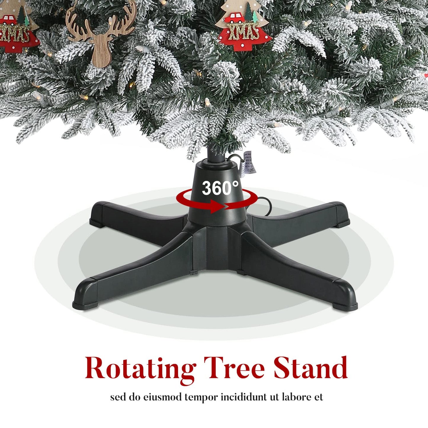 EZCHEER Rotating Christmas Tree Stand, 360-Degree Rotating Adjustable Tree Stand for up to 7.5ft Tall and 80lbs, Spinning Christmas Tree Stand with 3 Adjustable Settings