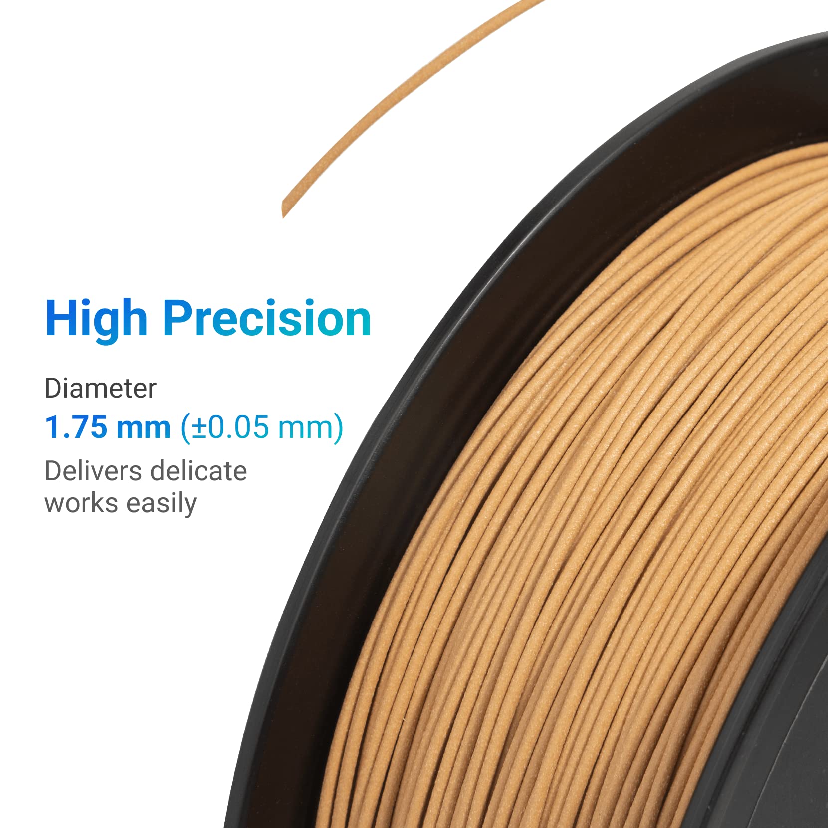 Snapmaker Filament PLA 1.75 mm, PLA Filament Wood Filament for 3D Printers, -0.05mm 0.75kg /Spool, Wood-Like Color - WoodArtSupply