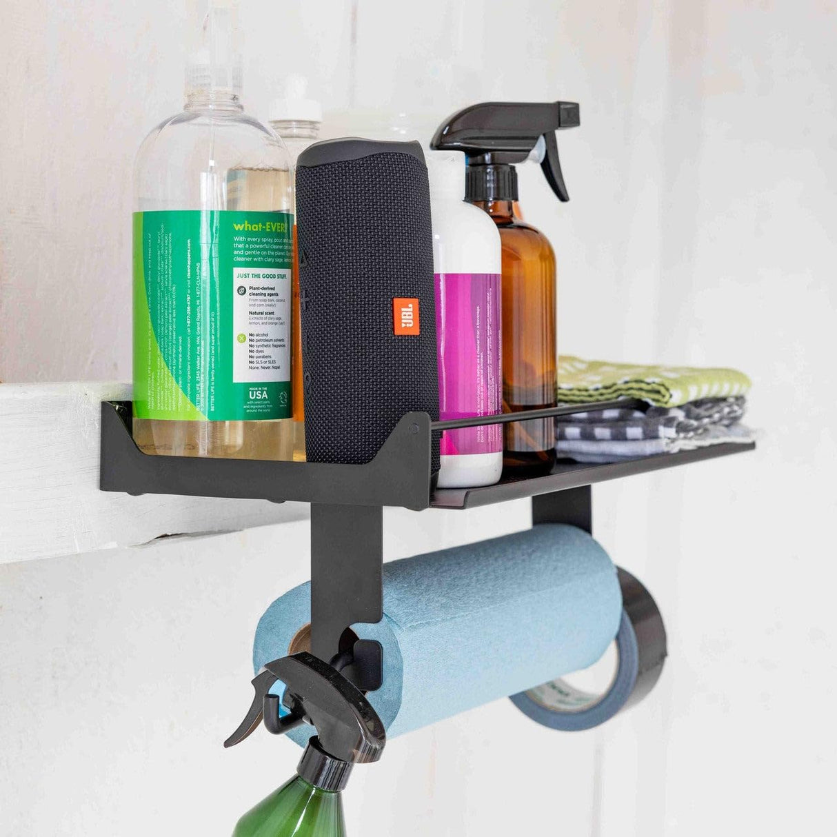 The Original Quick Clean Garage Paper Towel Holder, Wall Mount Shelf, One-Hand Tear, Garage Organization and Storage Rack Holds 50 lbs, StoreYourBoard StoreYourBoard