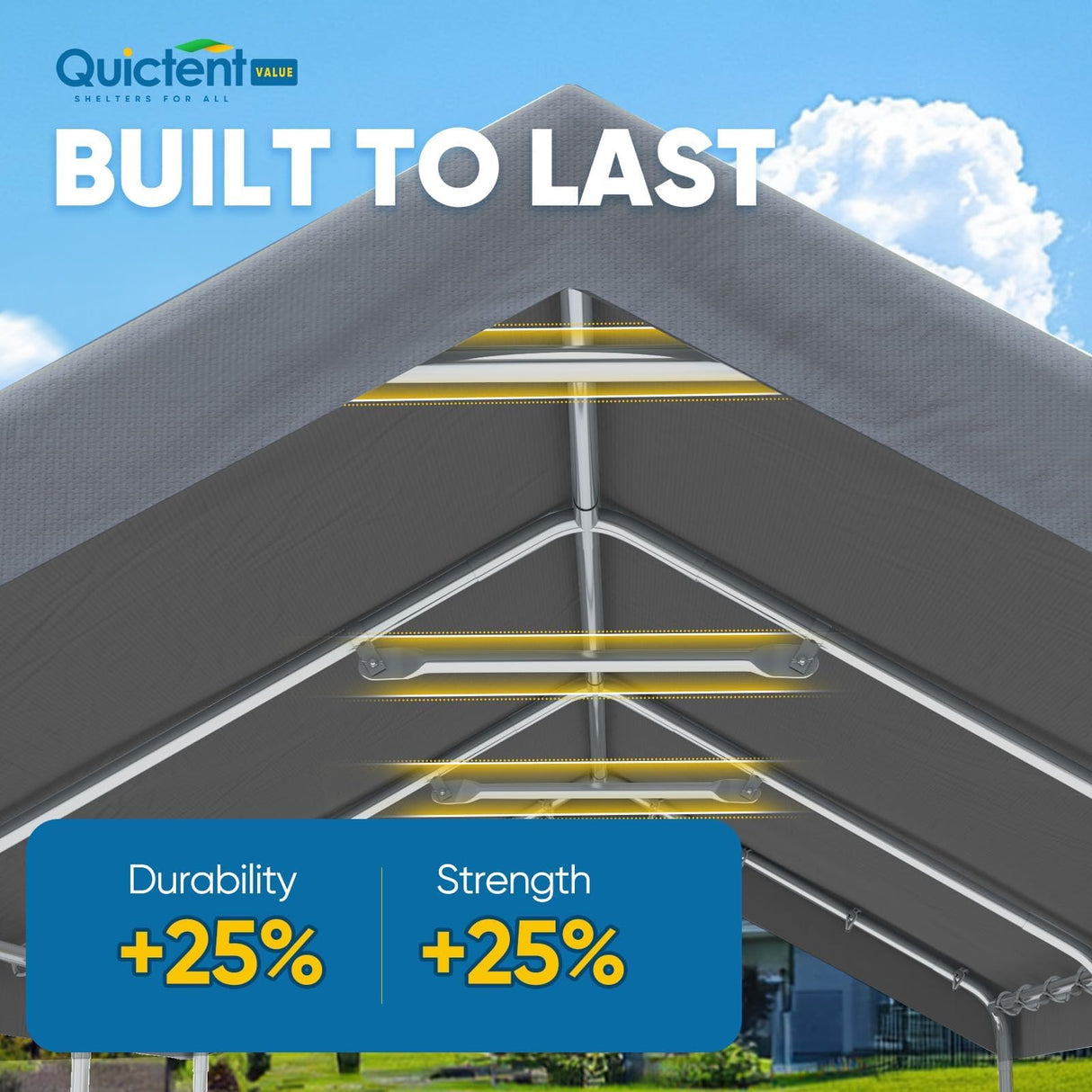 Quictent 10x20 ft Heavy Duty Carport Canopy Galvanized Car Tent Outdoor Garage Boat Shelter with Reinforced Structure, with Hanging Edge - Gray Quictent