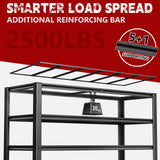 Lauxery 60" Wide Metal Shelving, 5 Tier Pantry Shelving Unit - 60" W x 24" D x 84.3" H Adjustable Tote Storage Rack, 2500LBS - Storage Shelves for Garage, Basement, Shop Lauxery