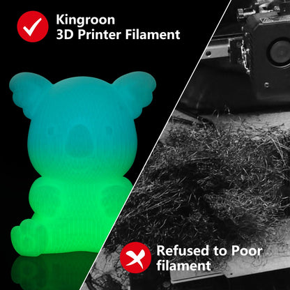 Kingroon Glow in Dark Rainbow PLA 1.75mm Filament, Dimensional Accuracy +/- 0.03 mm,1kg Spool(2.2lbs),Luminous Rainbow PLA Filament - 4 Multicolor Rolls(Green&Sky Blue&Pink&Pink+Sky Blue+Ligh - WoodArtSupply