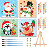 cviokrdu 4 Pack Paint by Numbers Kit for Kids with Frame-Wooden Easel, Christmas Paint by Numbers for Kids Ages 4 8 12, Easy Christmas Acrylic Oil Painting Kits for Home Wall Decoration 8x8 inch cviokrdu