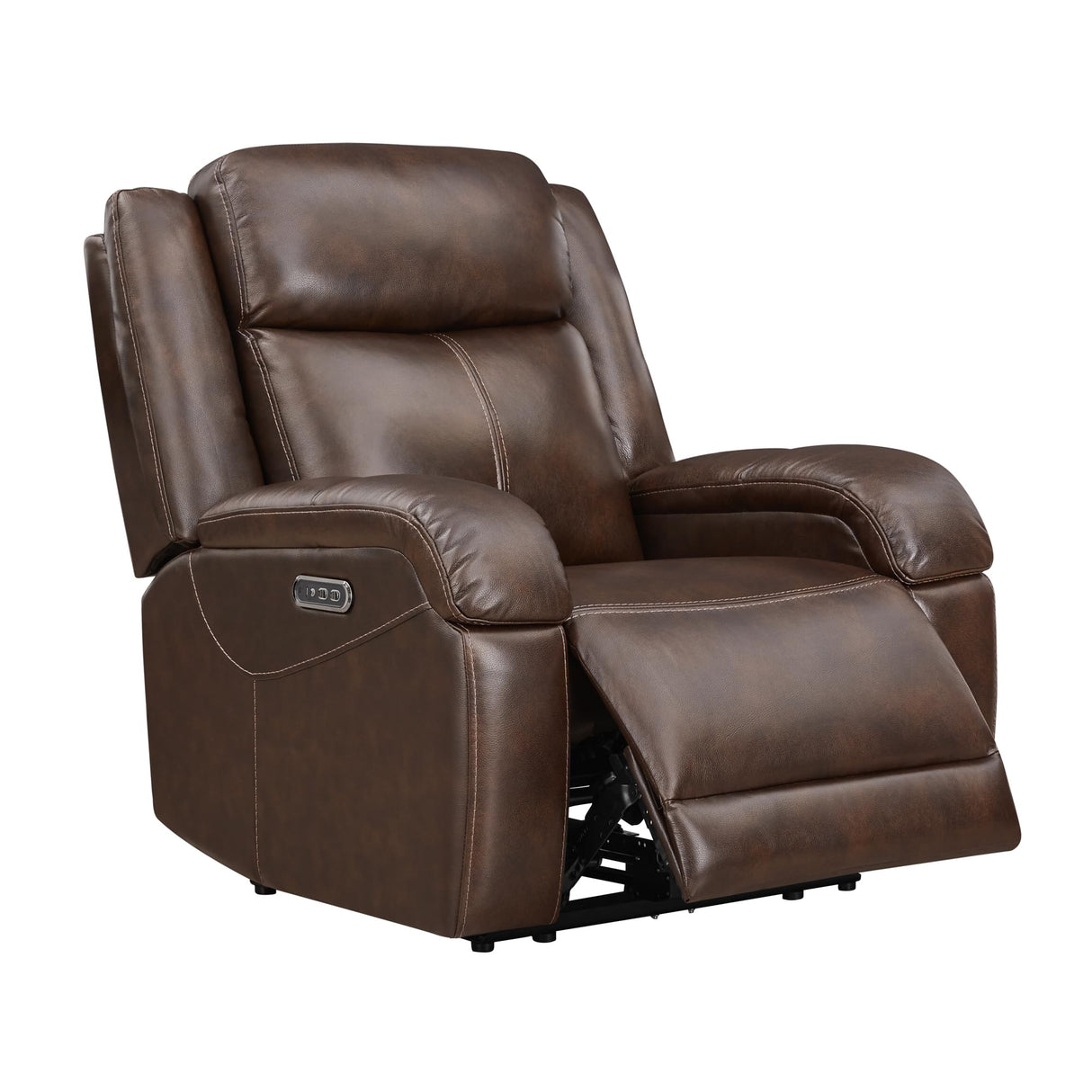 Watson & Whitely Genuine Leather Power Recliner Chairs for Adults, Wall Hugger RV Recliner with Power Headrest & Charging Ports, Electric Recliner Sofa Chair for Living Room, Dark Brown Watson & Whitely