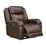 Watson & Whitely Genuine Leather Power Recliner Chairs for Adults, Wall Hugger RV Recliner with Power Headrest & Charging Ports, Electric Recliner Sofa Chair for Living Room, Dark Brown Watson & Whitely