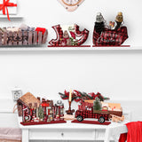 CroBlissful 6 Pcs Christmas Table Decorations Winter Centerpiece Buffalo Plaid Red Black Gnome Signs Farmhouse Wooden Table Top Signs Rustic Christmas Decor for Office Desk Indoor Tiered Tray Decor CroBlissful