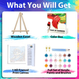 xcemhil Sea Turtle Paint by Numbers Kit for Kids with Wooden Easel Frame, Kid Paint by Number Kits, Turtle Paint by Numbers for Kids Age 5-12 for Gifts and Home Decor 8x8in xcemhil