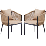 Soohow Outdoor Furniture Set for 2, Outdoor Dining Set Patio Chairs 2 Piece, Rattan Wicker Patio Furniture Chairs with Cushions for Garden, Deck, Backyard, Poolside Soohow