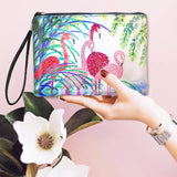 Flamingo Diamond Painting Handbag,5D DIY Flamingo Diamond Painting Clutch Purse Handmade Rhinestone Cross Stitch Handbag Paint by Number Art Craft Wristlet Clutch Bag Zipper Bag for Women Girls Gift EVERMARKET