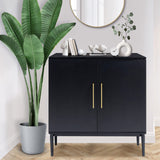 Vrullu Modern Storage Cabinet, Free Standing Buffet Cabinet, Black Sideboard and Buffet Storage, Wood Accent Cabinet for Living Room, Hallway, Entryway, Dining Room, Bedroom (1, Black) Vrullu