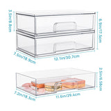 Vtopmart 12.1''W Clear Stackable Storage Drawers,2 Pack Acrylic Plastic Organizers Bins for Makeup Palettes, Cosmetics, and Beauty Supplies,Ideal for Vanity, Bathroom,Cabinet,Desk Organization Vtopmart