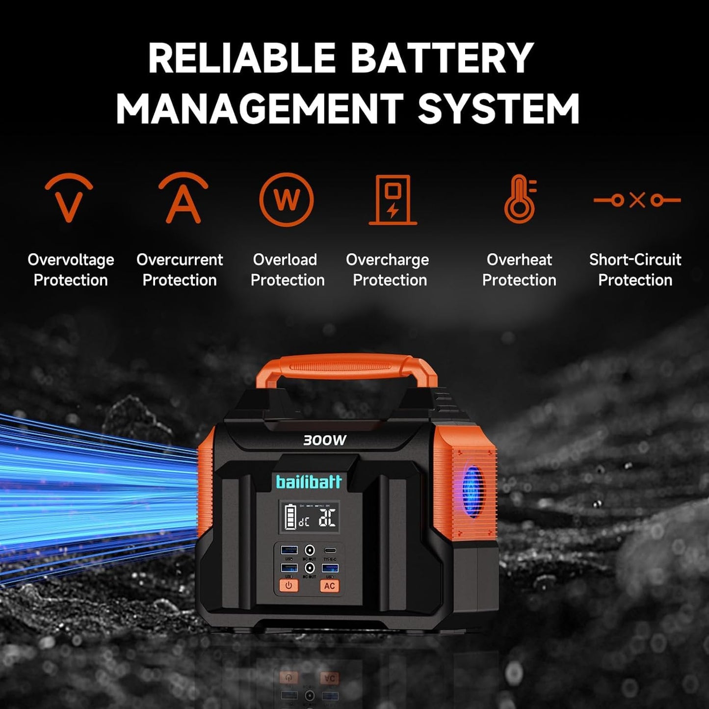 Portable Power Station 300W 257wh Lithium Battery Bailibatt Small Portable Generator for Home Use Camping Travel Emergency Hunting Outdoor, Large Power Bank with AC Outlet for Laptop - WoodArtSupply