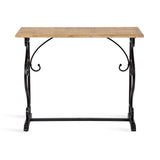 Kate and Laurel Wyldwood Farmhouse Console Table with Ornate Spiral Metal Base and Solid Wood Tabletop, 13x36x30, Black Kate and Laurel