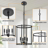 Luvkczc 4-Light Black Chandelier, Industrial Black Lantern Ceiling Light Fixtures with Rustic Metal Cage Adjustable Height Farmhouse Geometric Hanging Light for Kitchen Island, Dining Room, Entryway Luvkczc