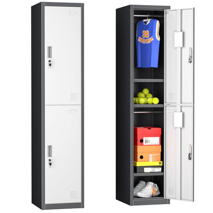 INTERGREAT Metal Lockers for Employees with Lock, 72" Employees Locker Storage Cabinet with 2 Doors, Tall Steel Storage Locker for Home Office, Gym, - WoodArtSupply