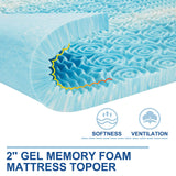 SINWEEK 2 Inch Mattress Topper 5-Zone Memory Foam Mattress Topper Pressure Relieve Soft Mattress Pad, CertiPUR-US Certified, Twin Size Blue SINWEEK