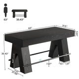 Tribesigns Bar Table, 63-Inch Bar Height Pub Table, Counter Height Table with Metal Footrest, Rectangular High Top Dining Counter Tables with Wood Base for Home Bar, Kitchen, Black Tribesigns