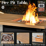 CAODOC 11 Pieces Outdoor Patio Furniture Set, Rattan Wicker Sectional Swivel Rocker Chairs Sets with Fire Pit, Swivel Glider Chairs, and Coffee Table CAODOC