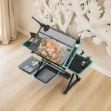 Donfafecuer Adjustable Drafting Table for Adults Professional Art Table 2 Storage Drawers Height Adjustable Home Office Reading Painting Tempered Glass Top Modern Black Design Doeqkue