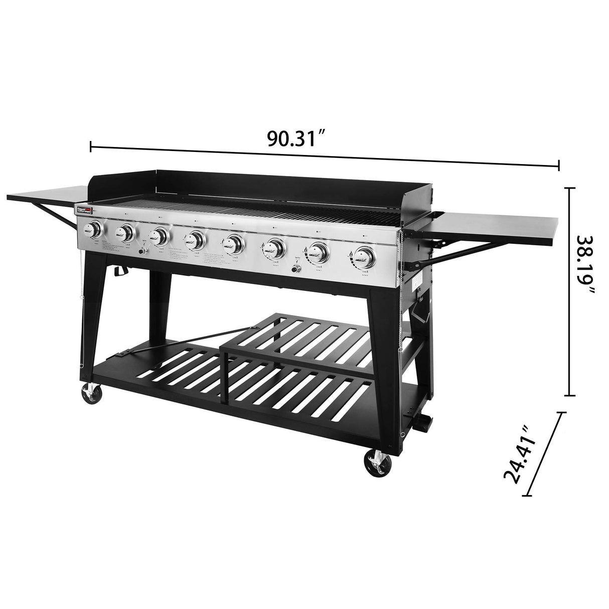 Royal Gourmet 8-Burner Gas Grill, 104,000 BTU Liquid Propane Grill, Independently Controlled Dual Systems, Outdoor Party or Backyard BBQ, Black Royal Gourmet