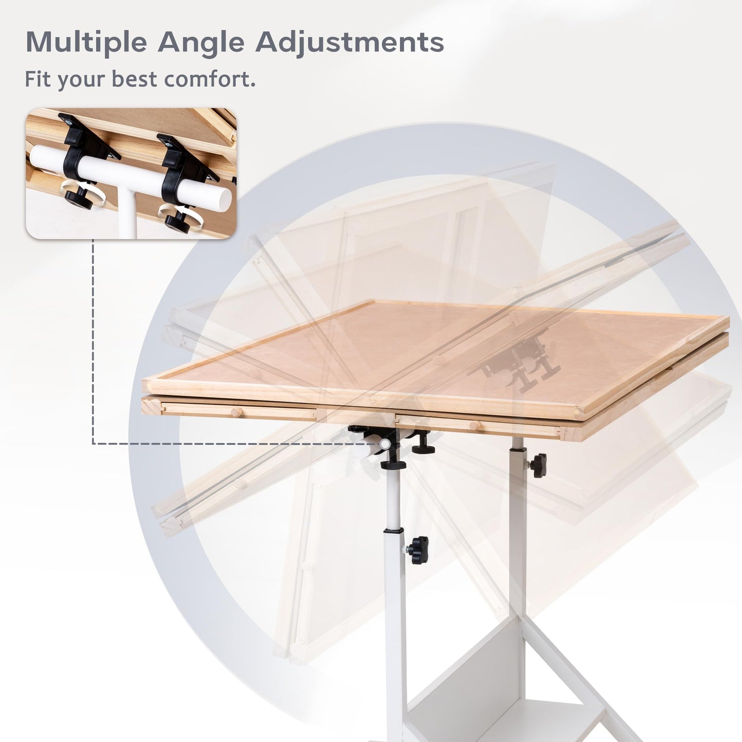 Tektalk Rotating Jigsaw Puzzle Table with Angle & Height Adjustment, Wooden Puzzle Board with Cover & 4 Colored Drawers, Tilting Puzzle Easel with Legs & 4 Roller Wheels, for Up to 1500 Piece - WoodArtSupply