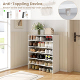COSTWAY 6-Tier Shoe Rack, Extra Wide Shoe Shelf Organizer with Stackable Design, 31" Freestanding Storage Shoe Stand for Small Space Entryway Hallway Closet (White) COSTWAY