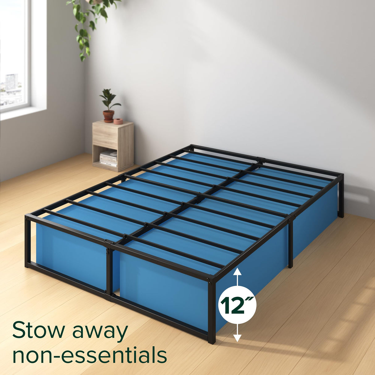ZINUS Lorelei 14 Inch Metal Platform Bed Frame, Steel Slat Support, No Box Spring Needed, Eco Friendly WonderBox(TM) Packaging, 12.4” Underbed Storage, Easy Assembly, Black, Full ZINUS