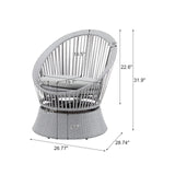 Christopher Knight Home Banes Egg-Shaped Wicker Lounge Chair Outdoor, Iron Frame Egg Chair Outdoor with Removable Cushion, Comfy Reading Chair for Garden Backyard Balcony Poolside, Grey Christopher Knight Home