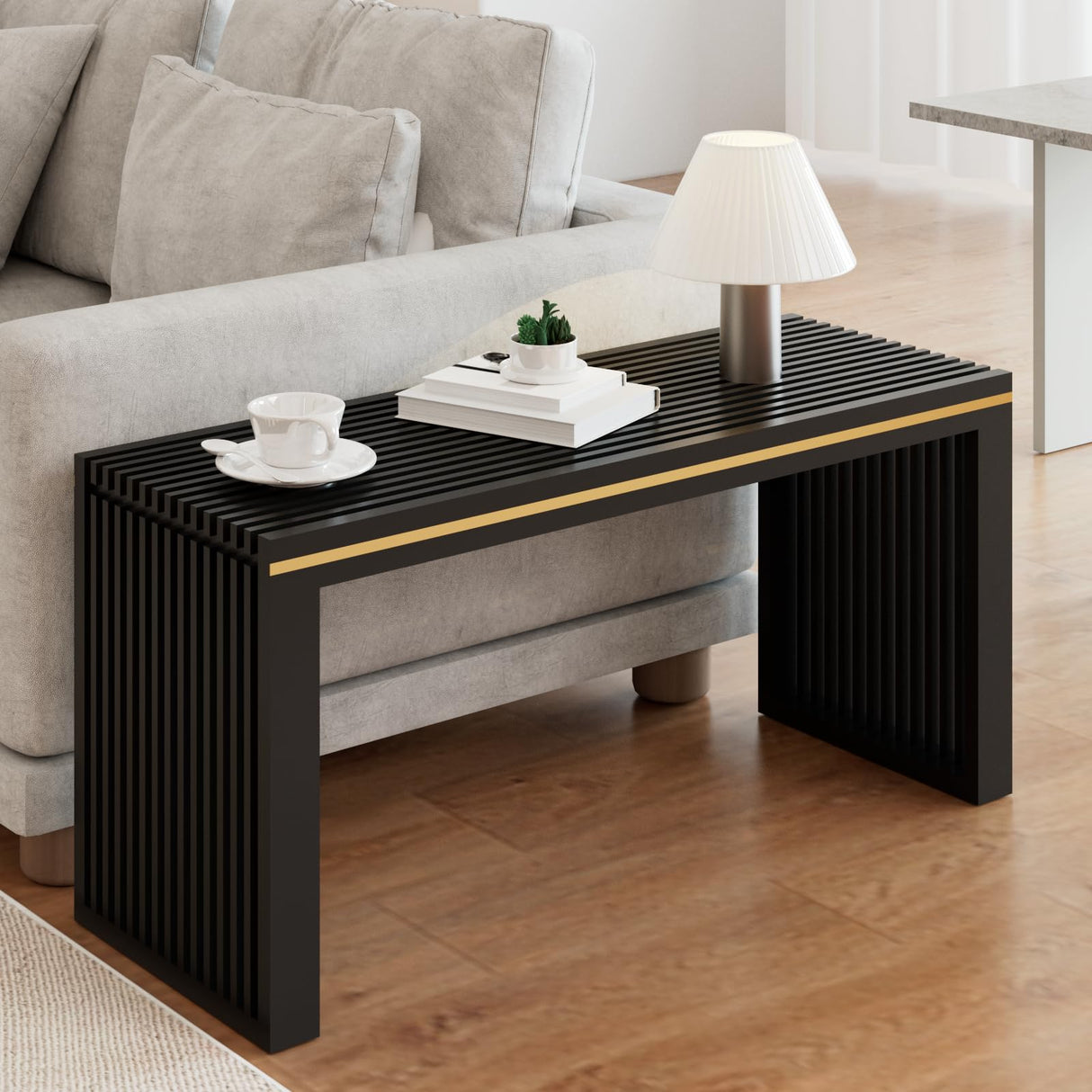 APRTAT Bamboo Dining Bench Indoor Long Bench Entryway Shoe Rack Bench,Outdoor Modern Wood Benches 35 Inch Bamboo Bench for Living Room Hallway Bedroom Bathroom Black Long APRTAT