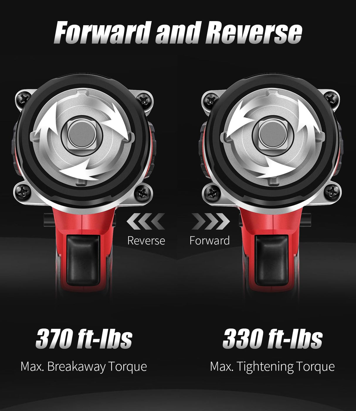 AVID POWER Cordless Impact Wrench, 1/2 Impact Gun w/Max Torque 330 ft lbs (450N.m) (Light Red) AVID POWER