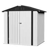 JUMMICO Metal Outdoor Storage Shed 6 x 4 FT Metal Shed with Lockable Door,Waterproof Garden Tool Shed Storage House for Backyard Patio Lawn,White JUMMICO