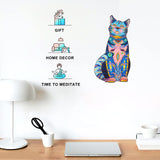 Wooden Puzzles for Adults, Wooden Blue Cat Jigsaw Puzzles with Animal Shaped Pieces, Unique Wood Cat Shape Puzzle for All Ages, Ideal for Challenging and Gift (6.1×11 inches) 100 pcs - S Tryuunion