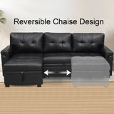 Naomi Home Transform Any Space: Sleeper Sectional Sofa with Convertible Sofa Bed & Inviting Chaise. Find Tranquil Comfort with Stress-Relieving Design & Durable Cushions - Black/Air Leather Naomi Home