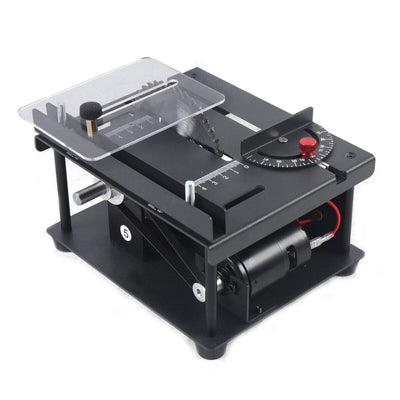 CNCEST Mini Table Saw, Woodworking Mini Sliding Table Saw Household Multifunctional Bench Saw Kit, 0°-90° Angle Adjustment, for Metal Plastic Wood