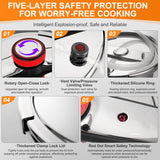 NYTRX Pressure Cooker 10 QT, Stainess Steel Pressure Canner 10 Quart, Explosion-Proof Cookware, Rotating Lock/Unlock Lid, One-handed lid opening, Thickened Silicone Ring And Anti-scald Handle, Silver NYTRX