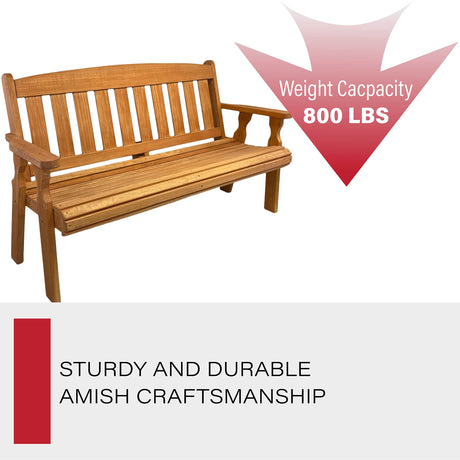 Amish Heavy Duty 800 Lb Mission Pressure Treated Garden Bench(4 Foot, Cedar Stain) Amish Casual